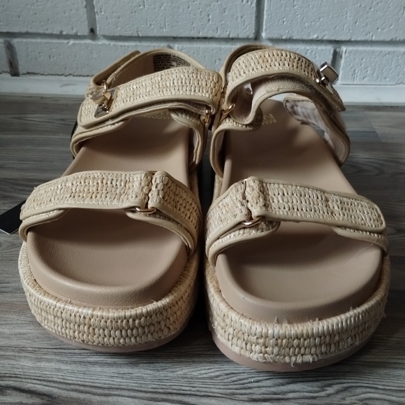 Madden NYC Big Mona Chunky Platform Sandal Natural Raffia Women's Size 11 - Picture 2 of 5